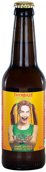 Bouteille de bière ambrée au thym